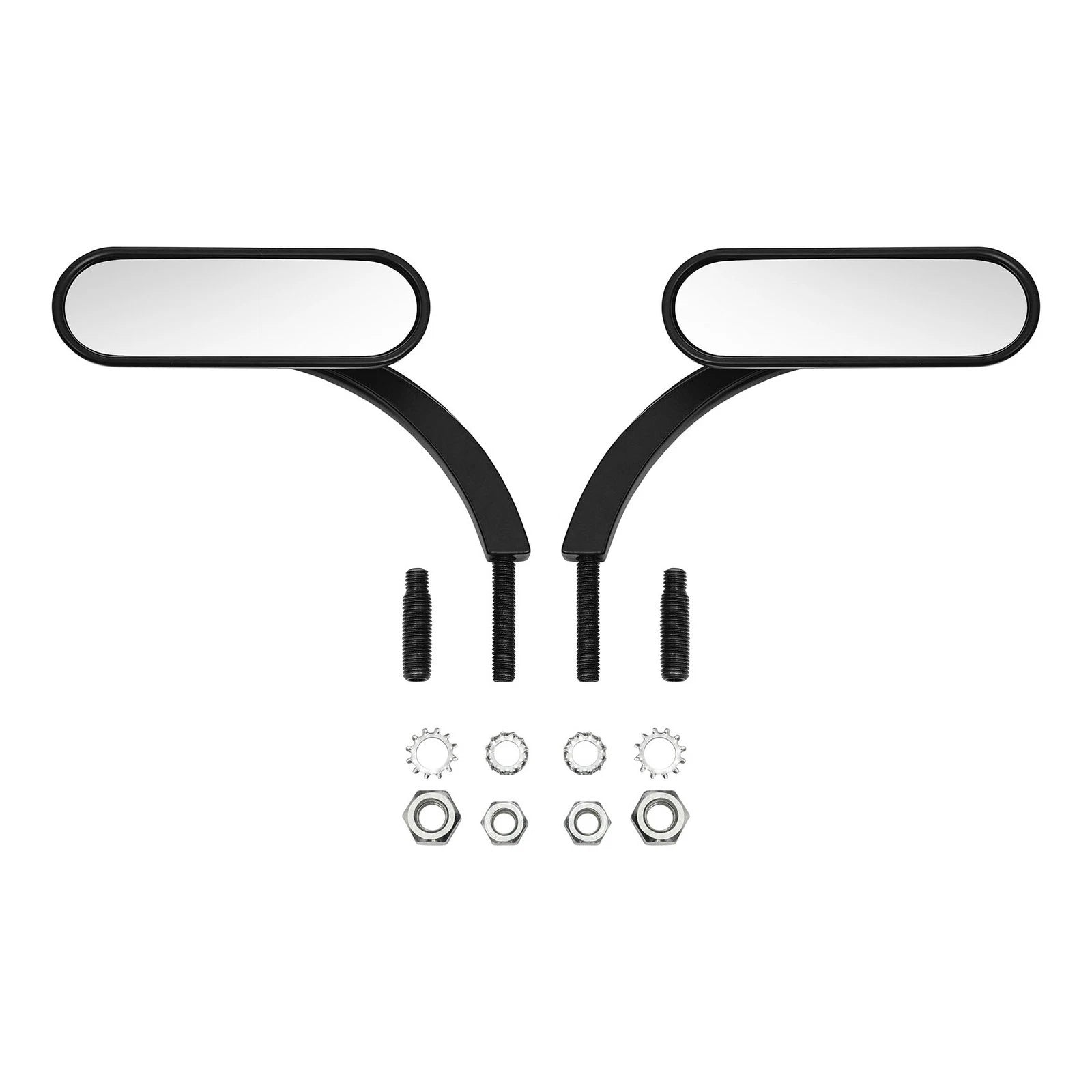 Black Mini Oval Rear View Mirrors for Harley Touring Dyna Sportster Softail