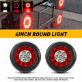 2X 4" Round Red/White 16-LED Brake Tail Lights for Truck Trailer
