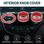 3 Pcs AC Climate Engine Start Stop Switch Knob Cover for Toyota Camry (2021–2023) Red
