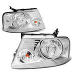 Set of 2 Chrome Housing Clear Side Headlights for Ford F150 (2004–2008)
