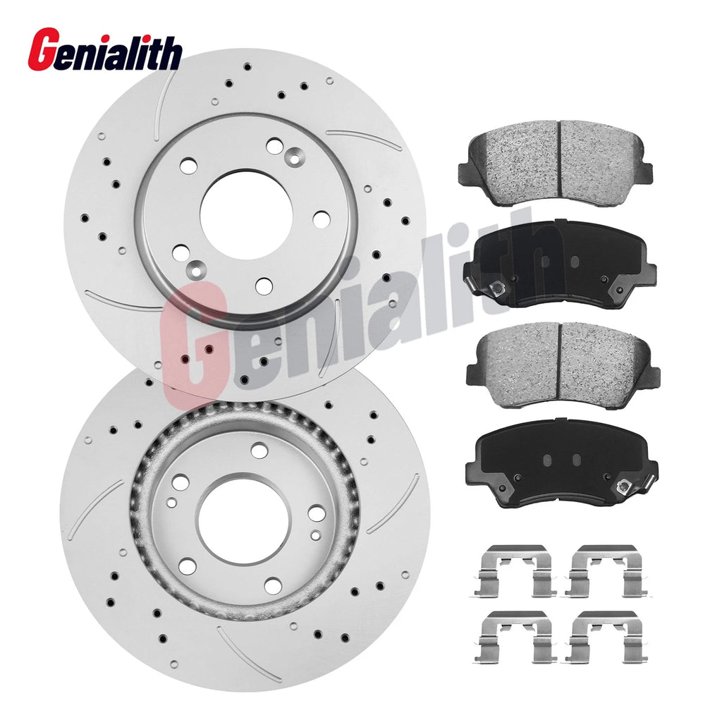Front Drilled Brake Rotors & Ceramic Brake Pads for Hyundai Veloster (2012–2016)