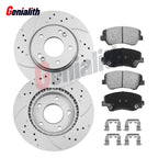 Front Drilled Brake Rotors & Ceramic Brake Pads for Hyundai Veloster (2012–2016)
