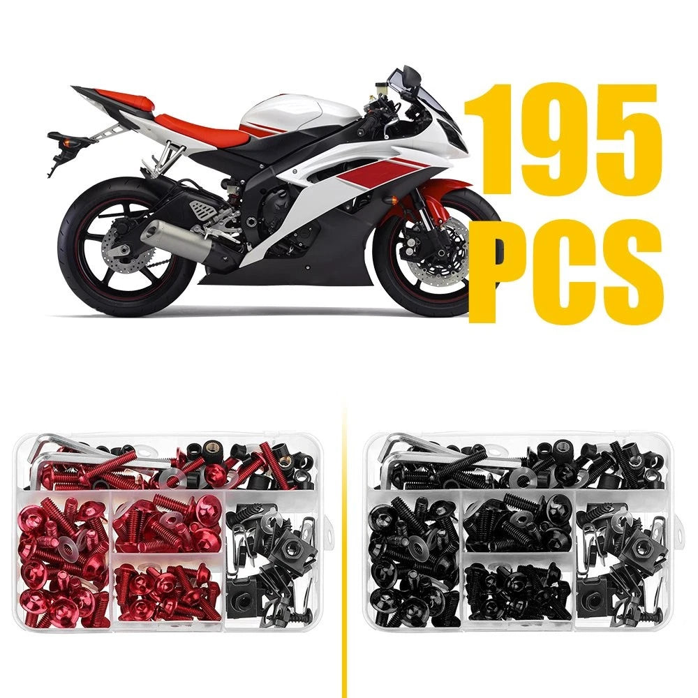 Universal Bolts Fairing Fasteners for Motorcycle (Black/Red)