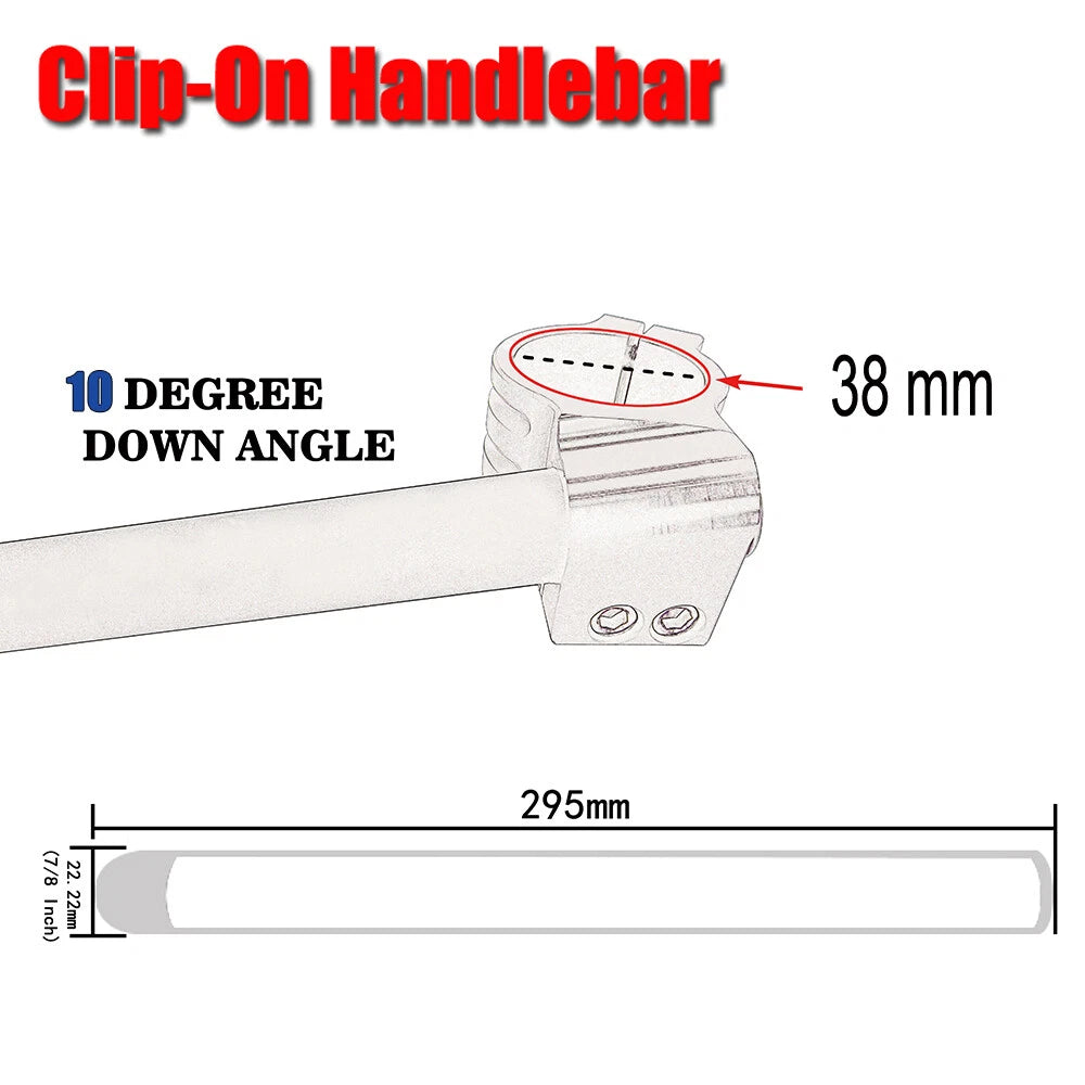 CNC 38mm Clip-On Handlebars for Kawasaki ZX600 Ninja 600R (1985–1992) ZX750 Ninja ZX-7
