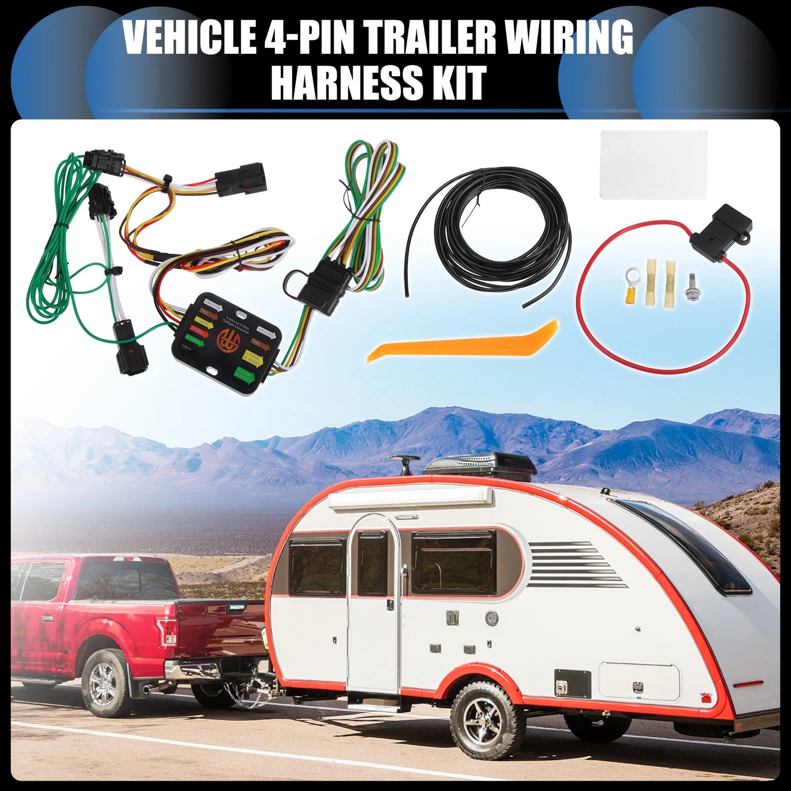 Set of 4-Pin Trailer Wiring Harness Kit for Hyundai Tucson (2010–2018)