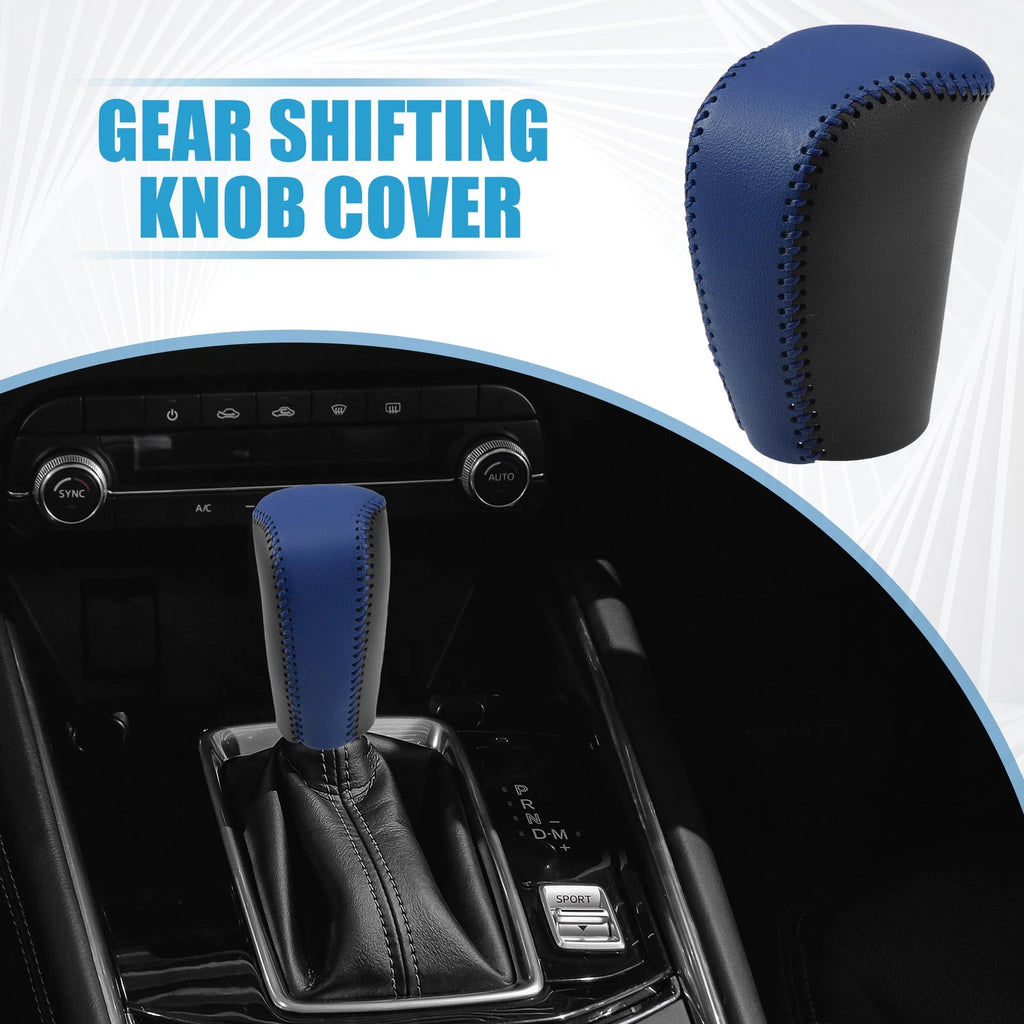 Gear Shift Head Knob Cover for Honda Civic (2016–2021) Black Blue Stitches