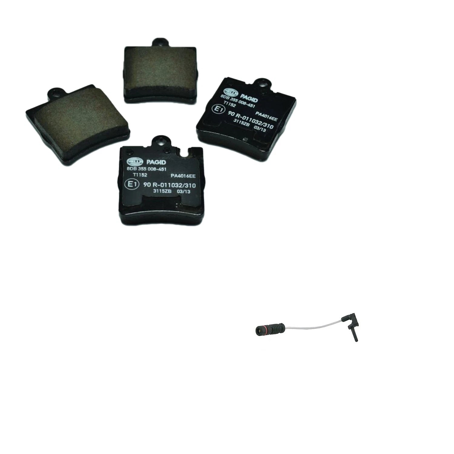 Hella Rear Low-Met Disc Brake Pad w/Sensor for Benz W210 (1996–2002)