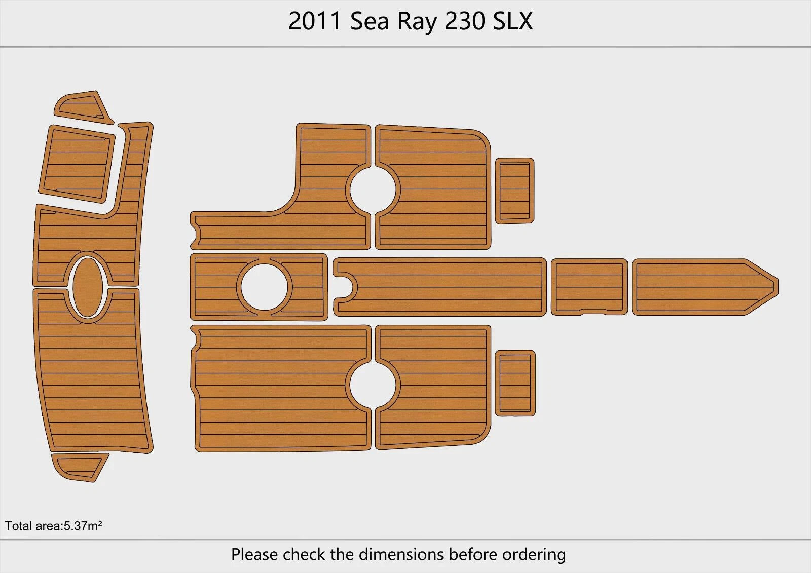 EVA Pads for Sea Ray 230 SLX (2011) - Faux Teak Flooring Mats