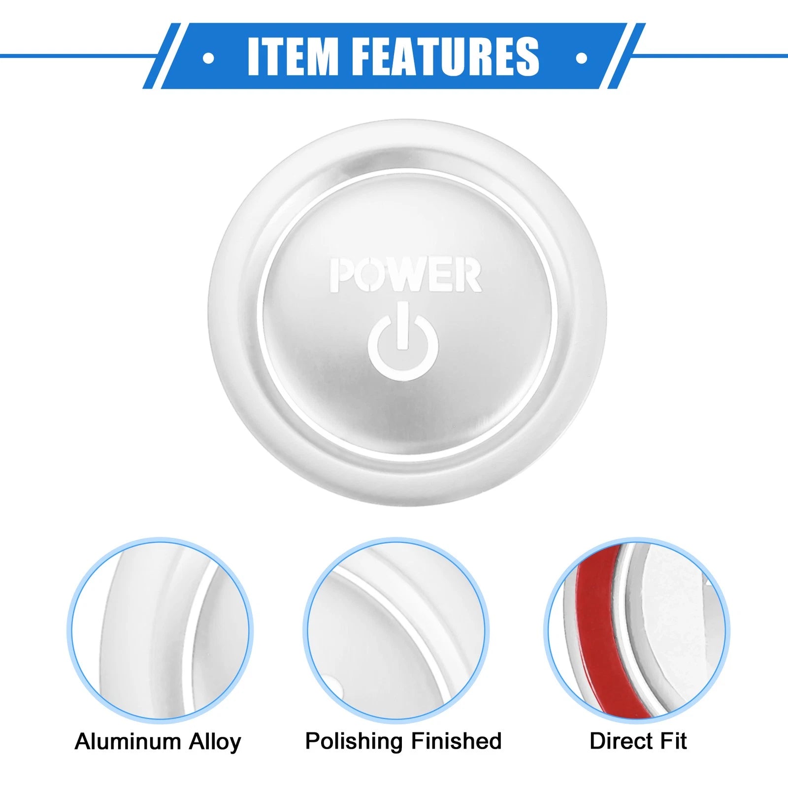 2X Engine Start Ignition Button Cover for Toyota Sienna (2022–2023) Silver Tone