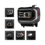 Full LED Left Black Projector Headlight Assembly for GMC Sierra 1500 (2016–2018)
