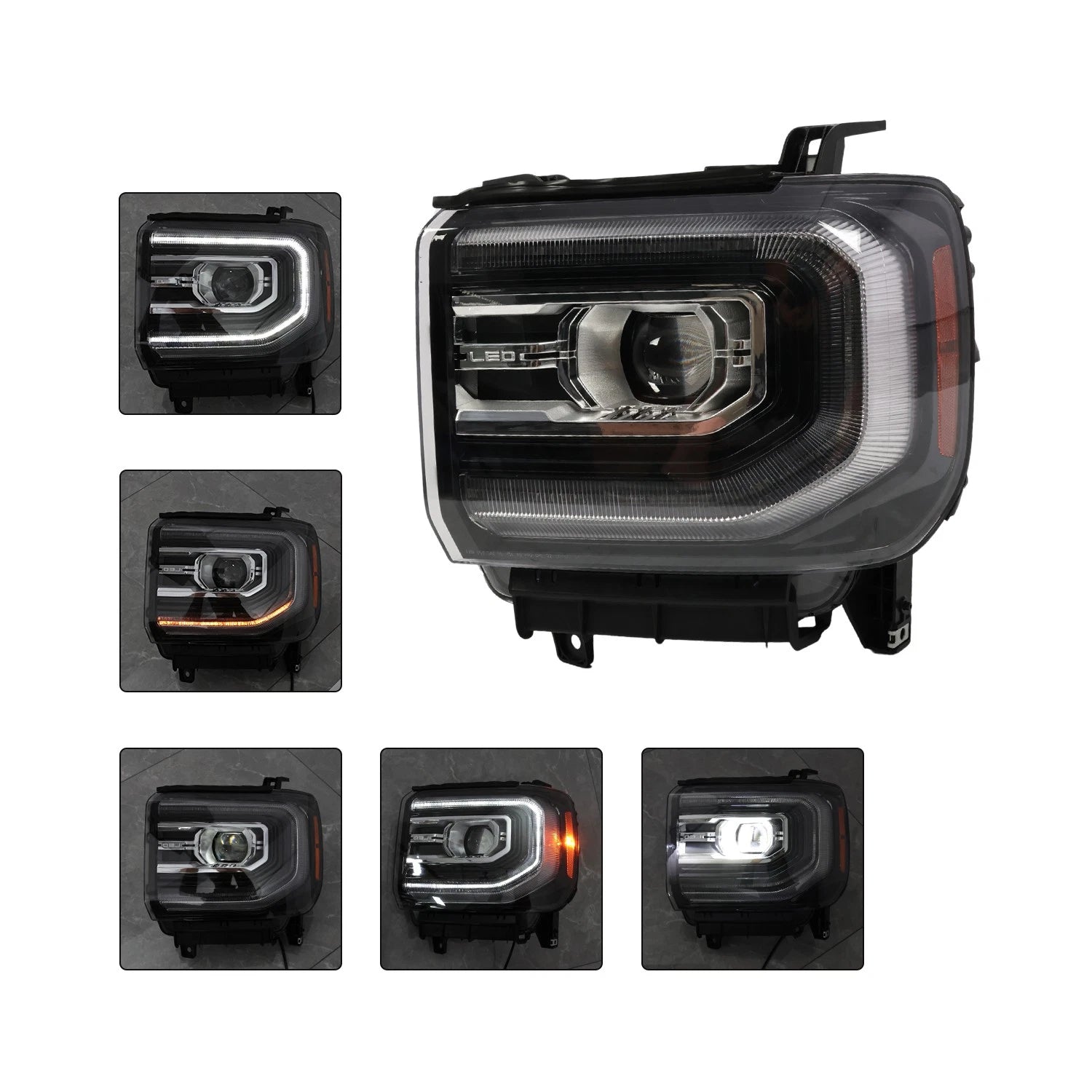 Full LED Left Black Projector Headlight Assembly for GMC Sierra 1500 (2016–2018)