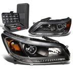 Pair of Projector Headlights for Honda Accord Sedan (2013–2015) - Black/Amber