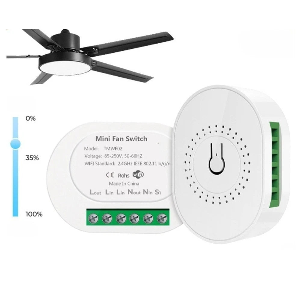 Tuya Smart WiFi Fan Switch for (59x42x20mm, Flame Retardant)