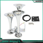 3 Trumpet Train Horn Kit for Truck Van Car Boat (Electric Air Horn 152DB)