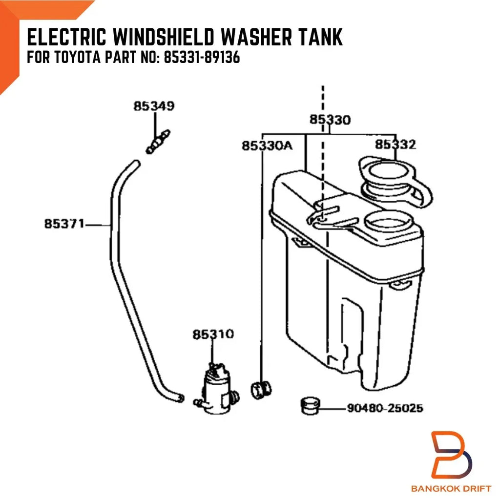 Windshield Washer Tank Pump for Toyota Hilux 4Runner (1989-1997)