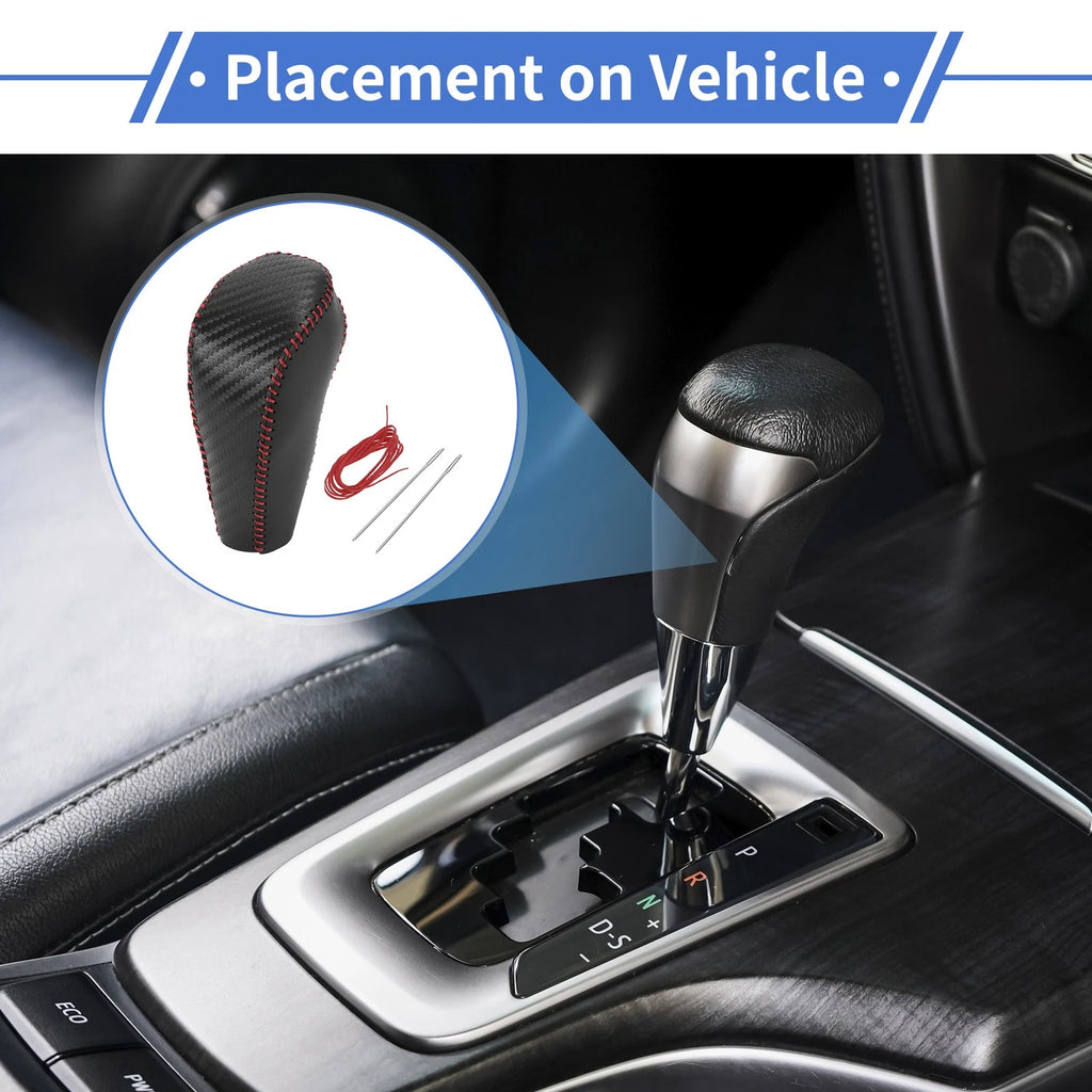 Gear Shift Knob Cover for Chevrolet Cruze (2011–2015) Black Carbon Fiber Red