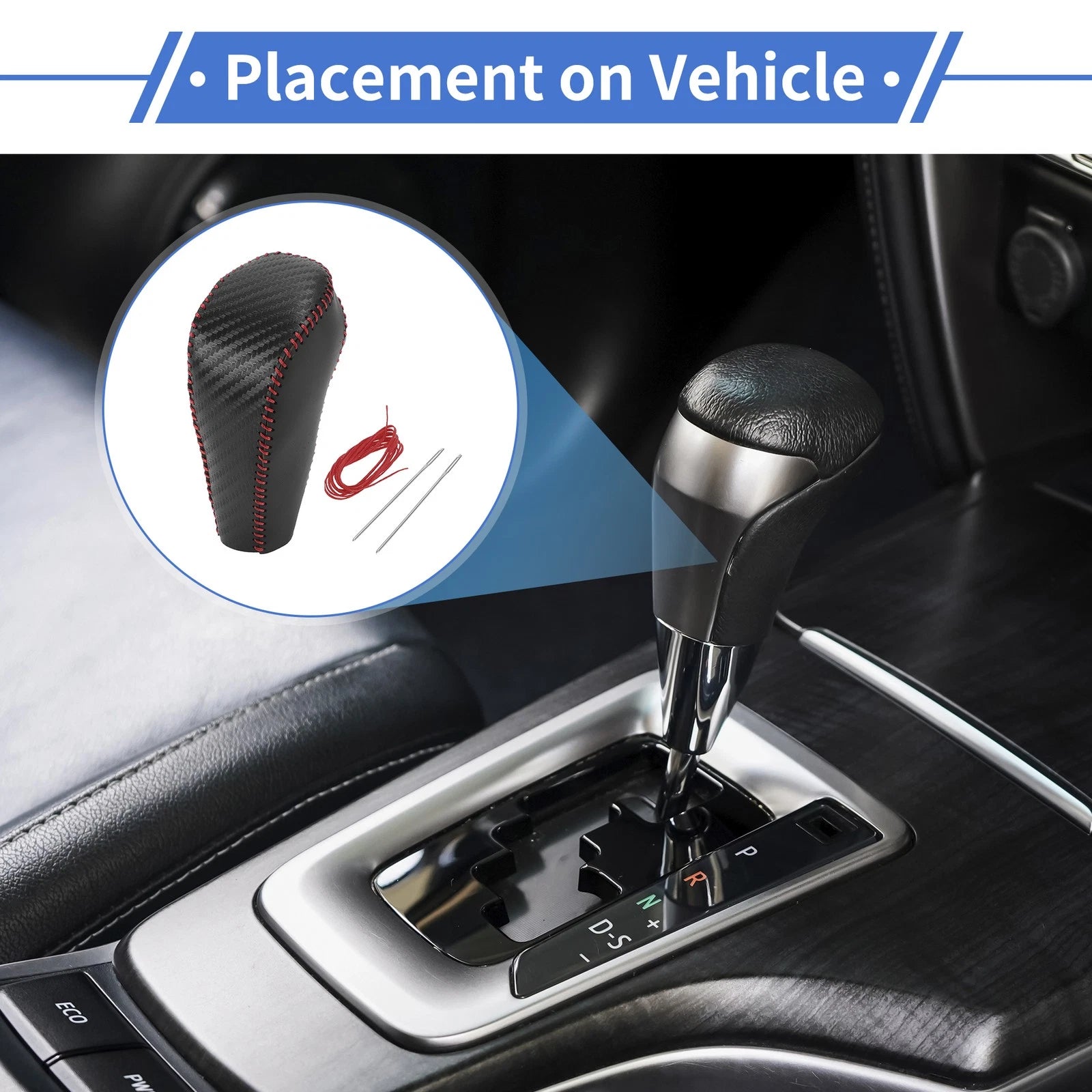 Gear Shift Knob Cover for Chevrolet Cruze (2011–2015) Black Carbon Fiber Red