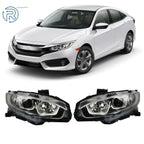 Set of 2 Halogen Projector Headlights for Honda Civic (2016–2020)