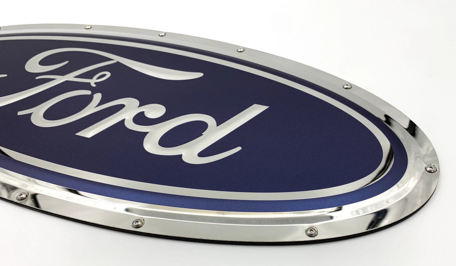 Blue Ford Oval Logo Emblem Metal Sign with Rivets for Ford (2011–2024)