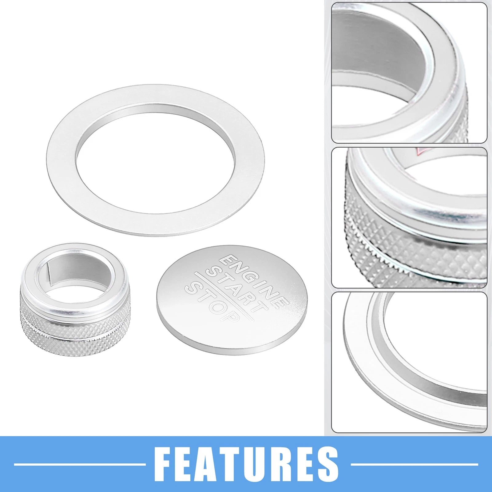 3pcs Volume Switch Knob Cover for Honda Civic (2022–2023) Silver Tone