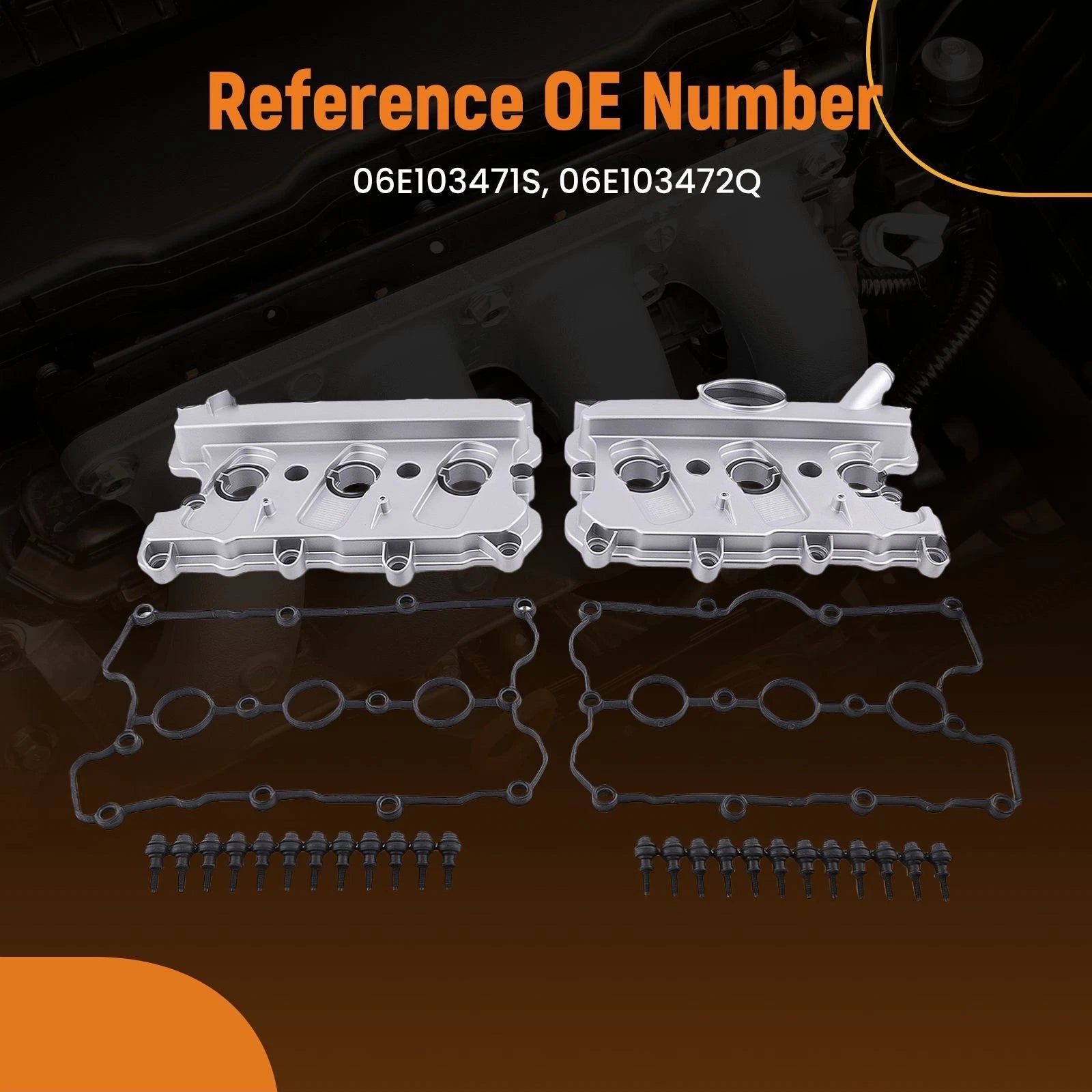 Valve Cover Assembly Pair for Audi A6 A7 Q7 3.0L V6 (2012–2019) 06E103471S