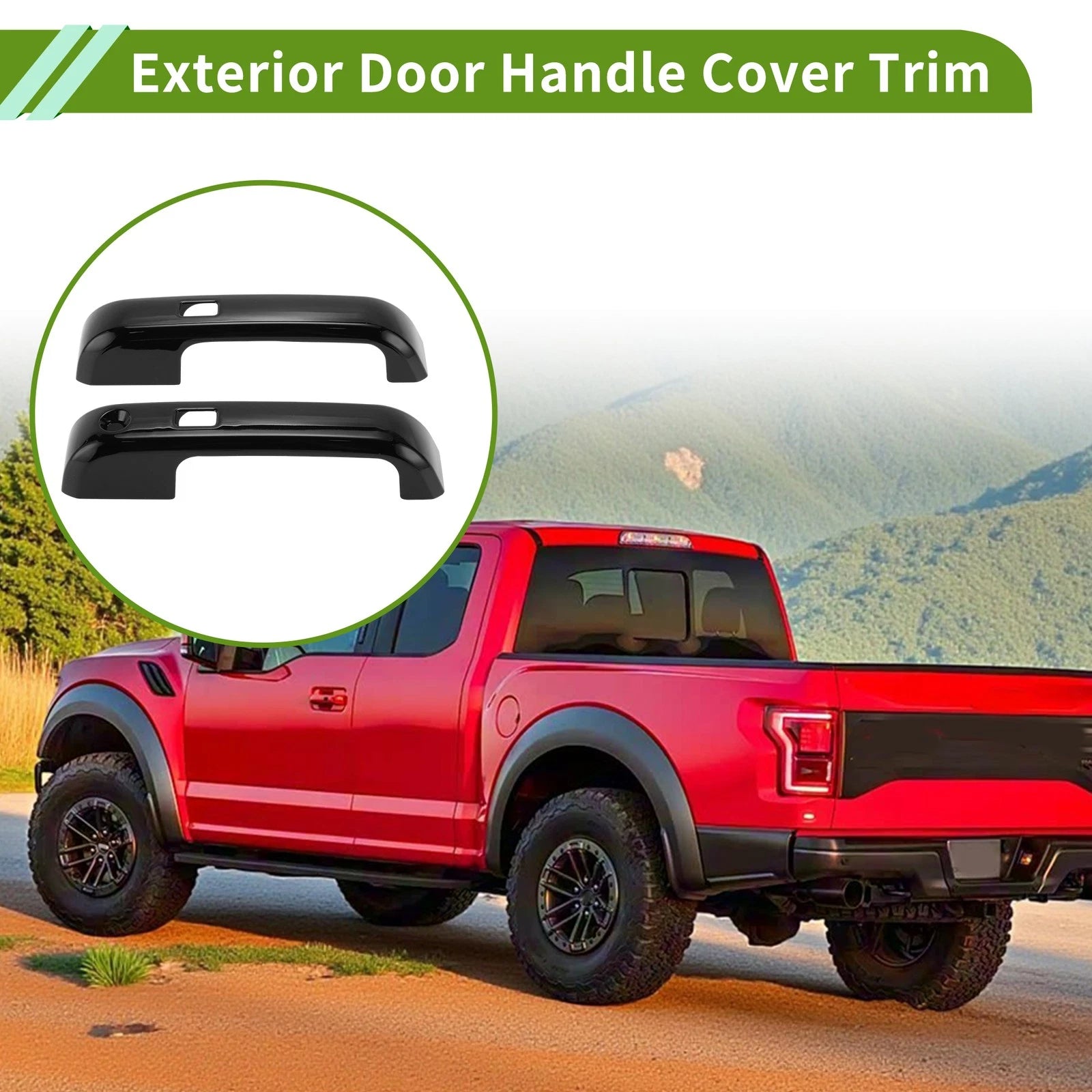 Exterior Door Handle Cover Trim for Ford F150 3DR (2015–2023) Glossy Black