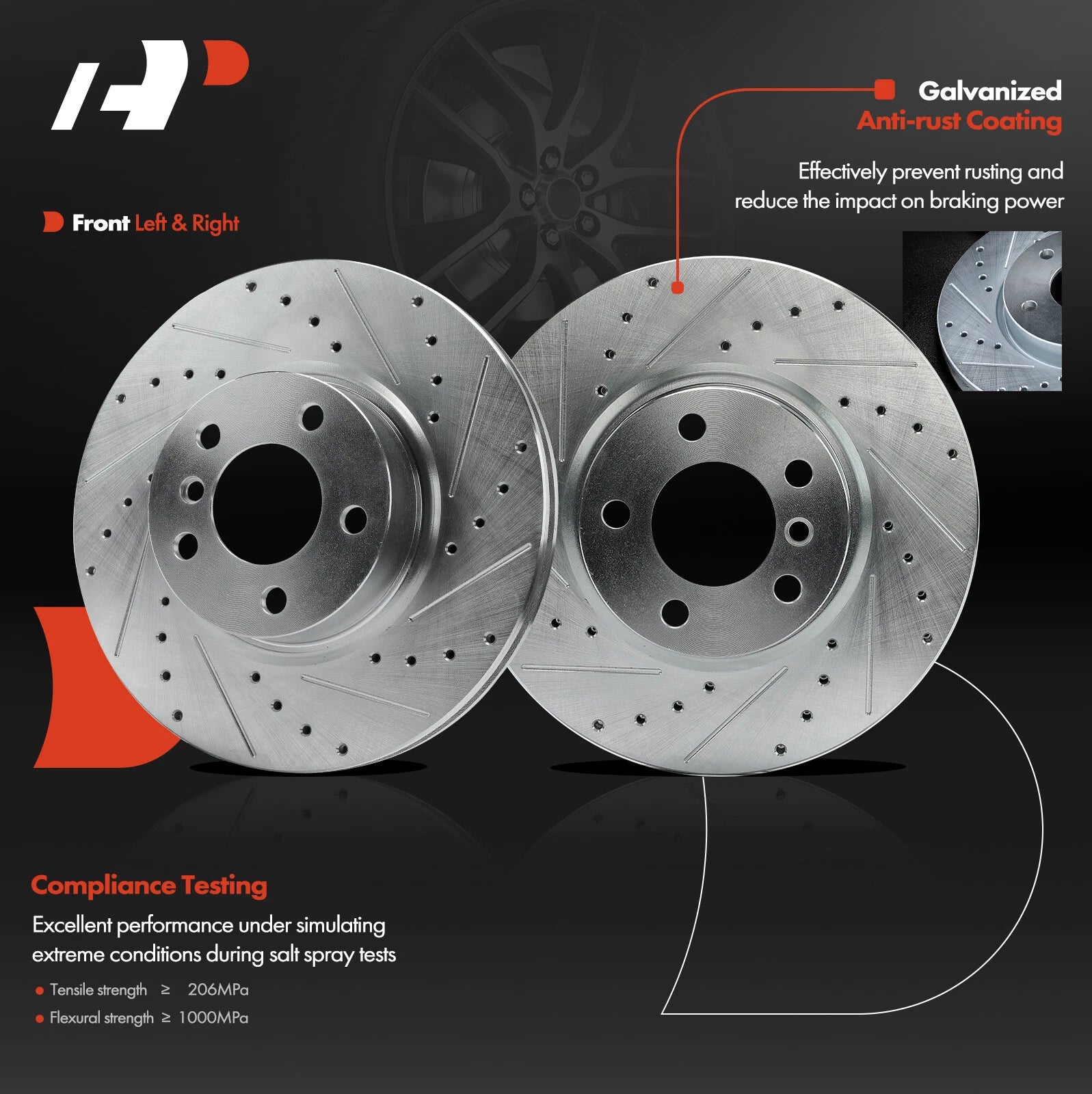 Front Drilled Brake Rotors for BMW X3 X4 (2011-2018)