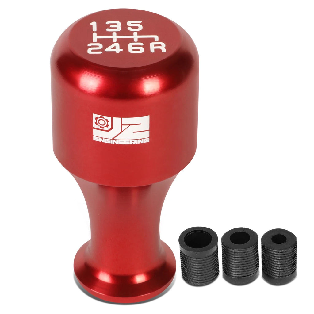 J2 Universal Aluminum Shift Knob for Cars (Red, Thread Adapters)