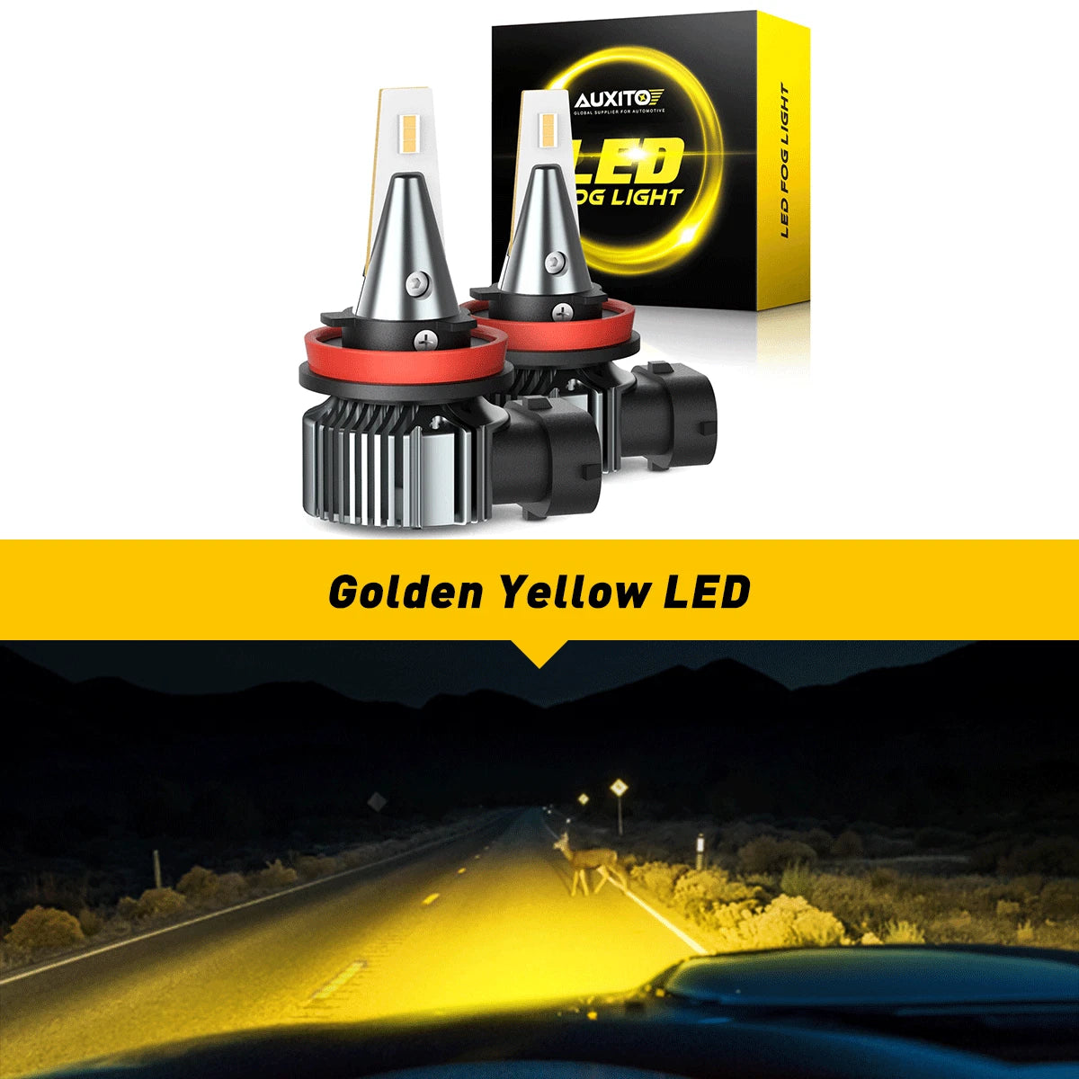 LED Fog Light Bulbs for H11 H8 Vehicles (3000K, 4000LM)