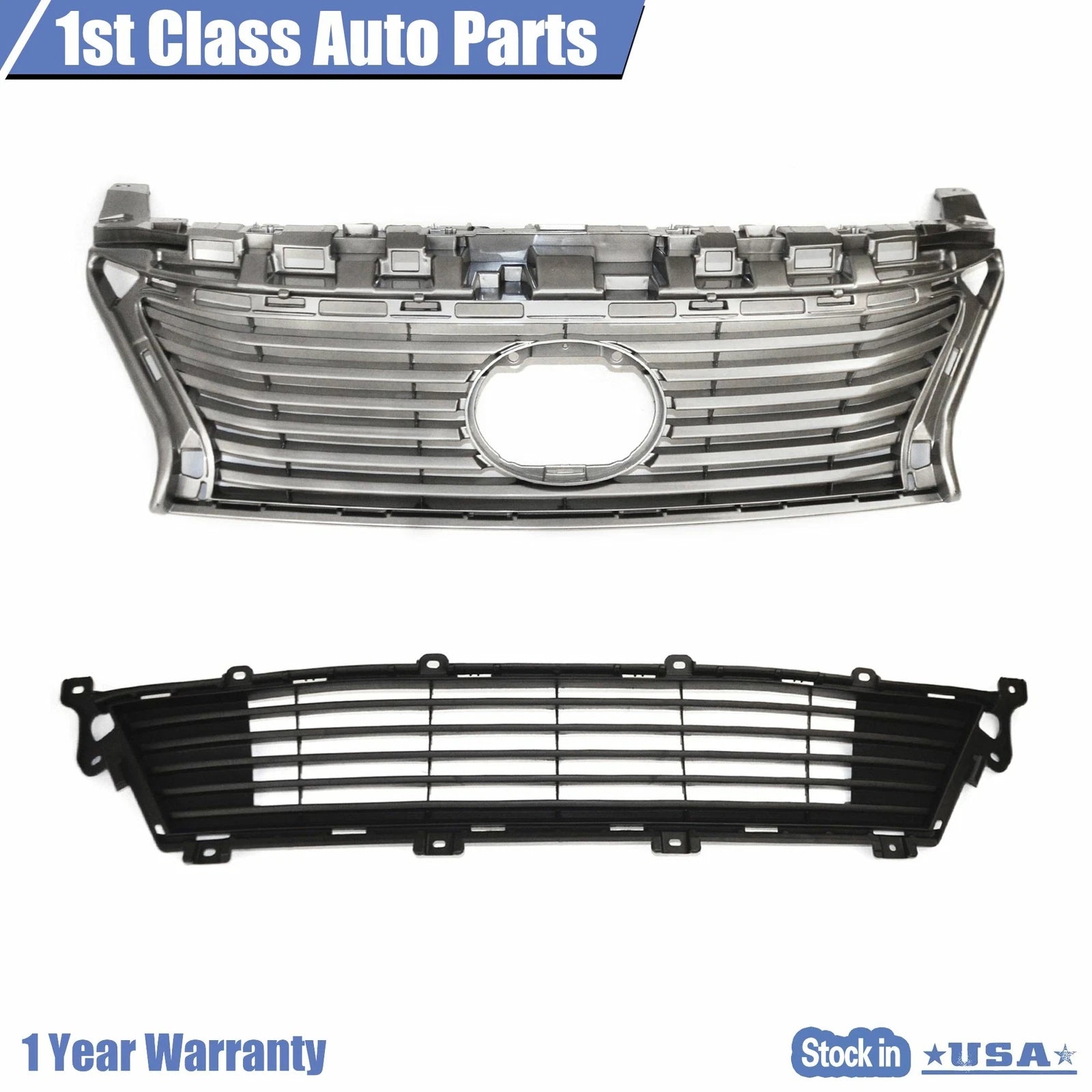 Set of 2 Silver Grilles for Lexus ES350 ES300h (2013–2015)