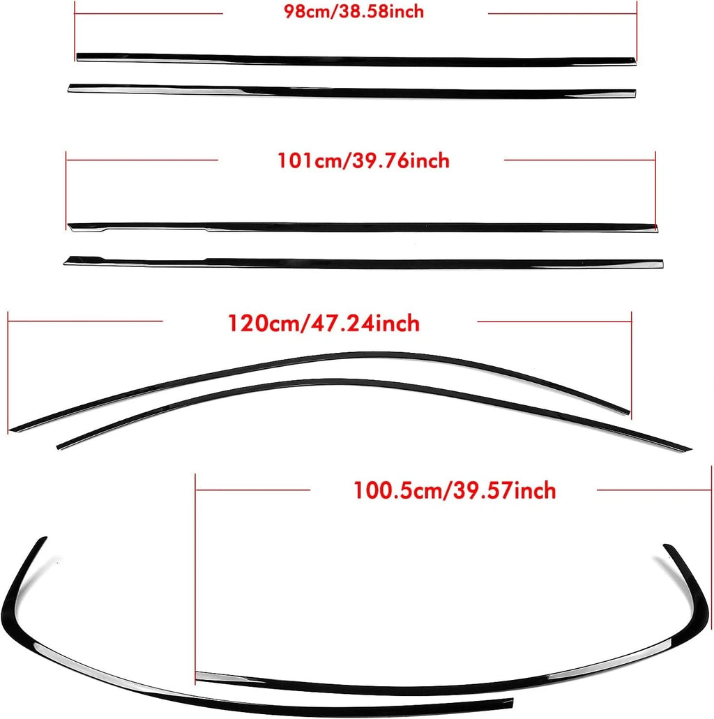 Window Sill Molding Trim Strips Gloss Black for BMW 3 Series E90 (2006–2012)