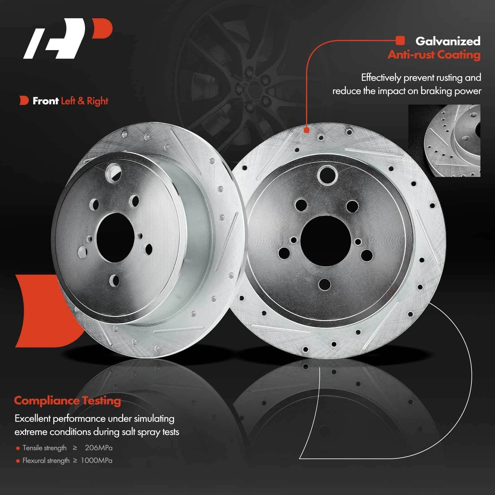 Set of 8 Rear Drilled Brake Rotors & Pads for Subaru Outback Legacy