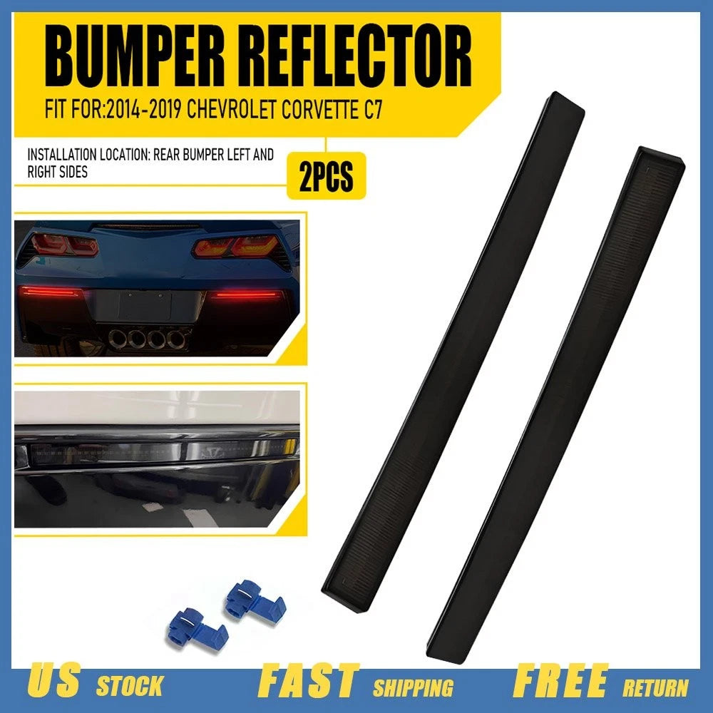 Smoked LED Rear Bumper Red Reflector Lights for Chevrolet Corvette C7 (2014–2019)