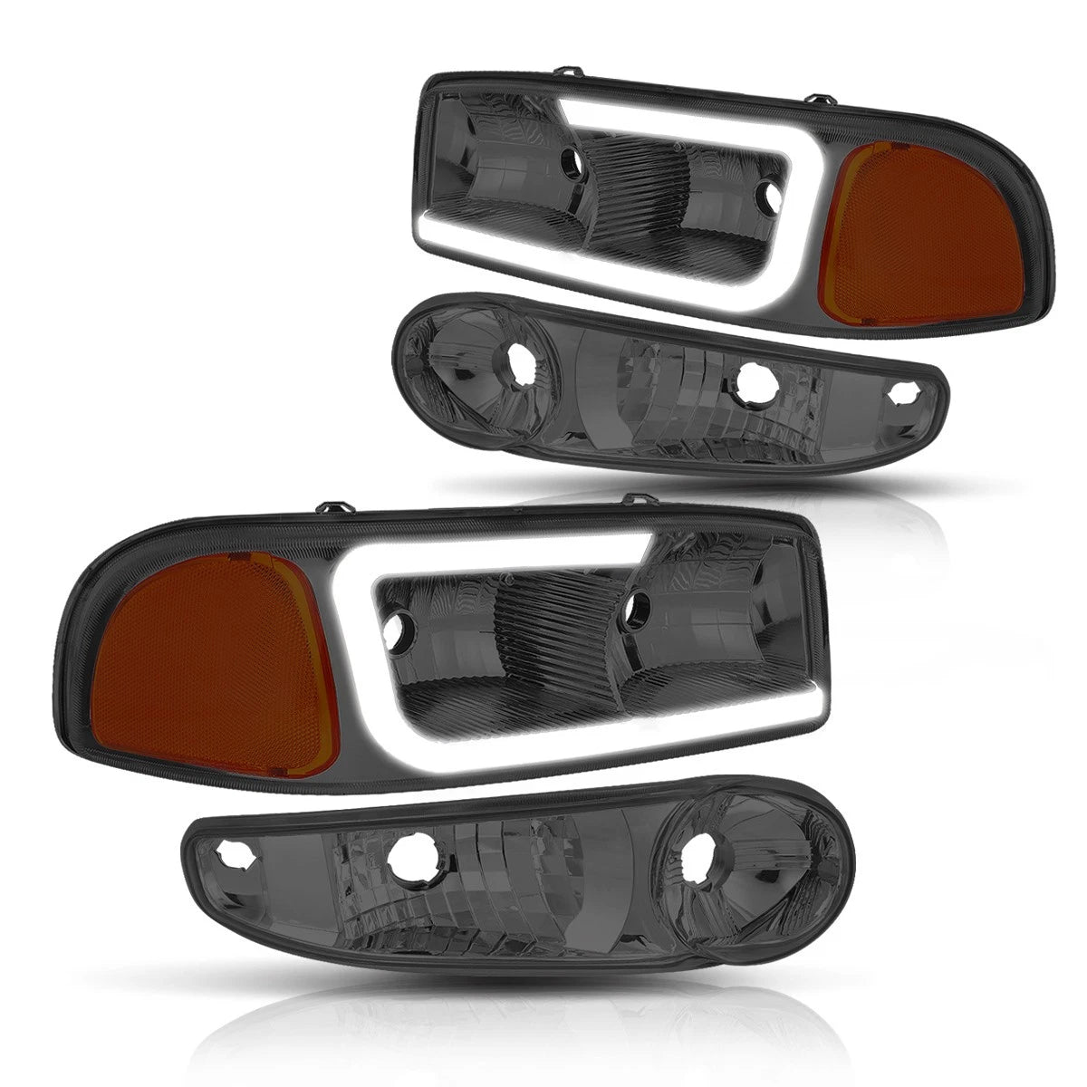 LED DRL Headlights for GMC Sierra/Yukon 1500 Denali (2002–2006) Smoked/Clear