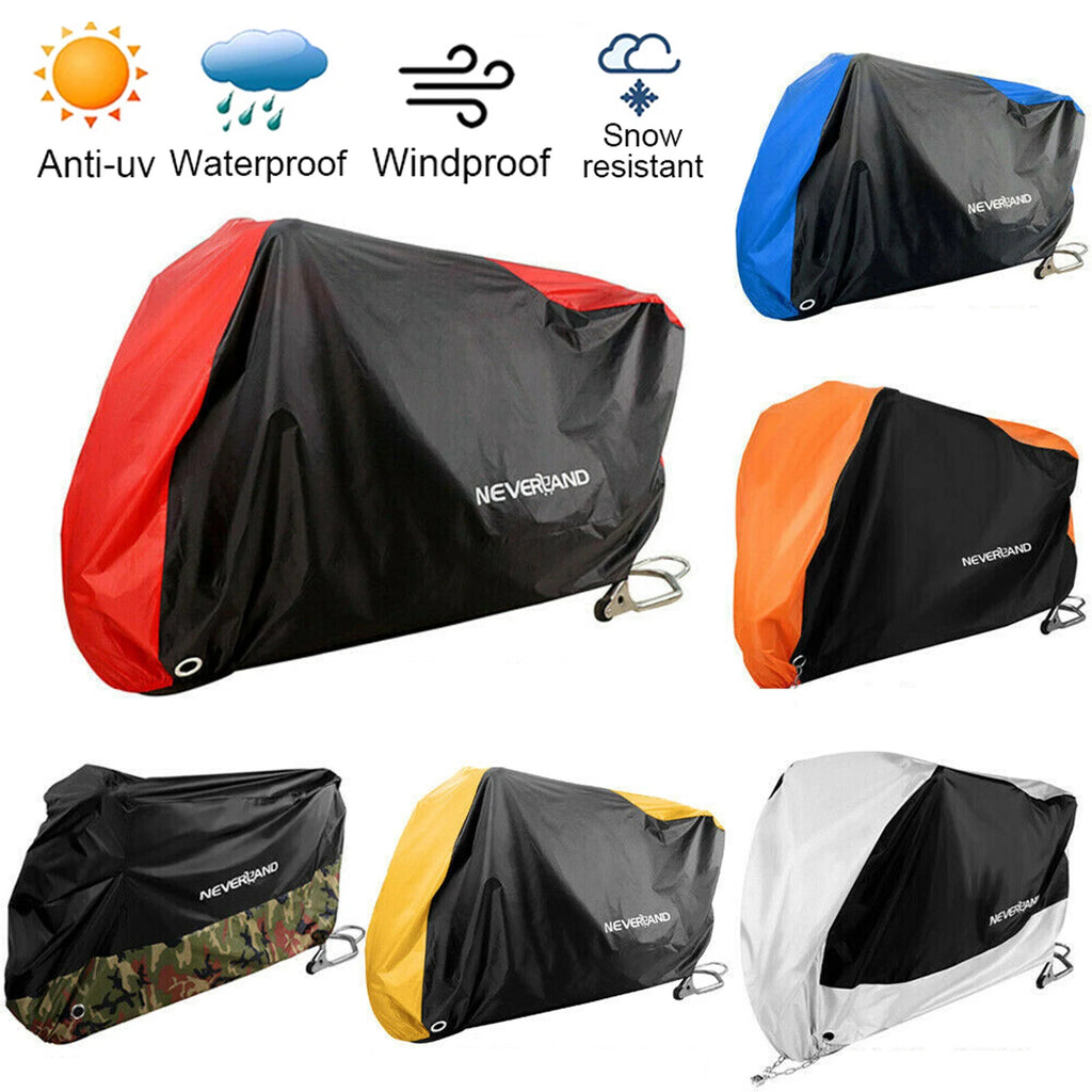 Motorbike Cover for M~4XL (Waterproof, Snow, Sun, UV, Dust, Rain)