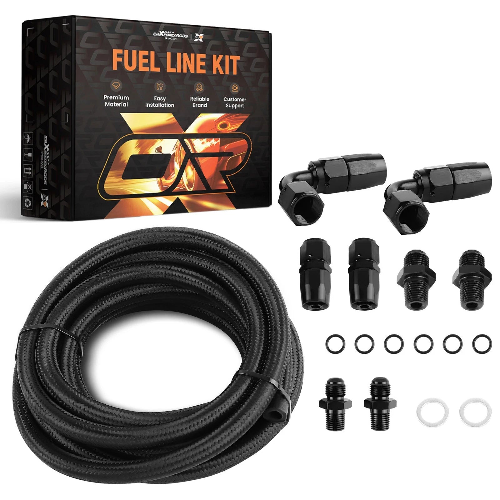 Transmission Cooler Lines Kit-6AN Hose For GM 4L60E 4L65E Black