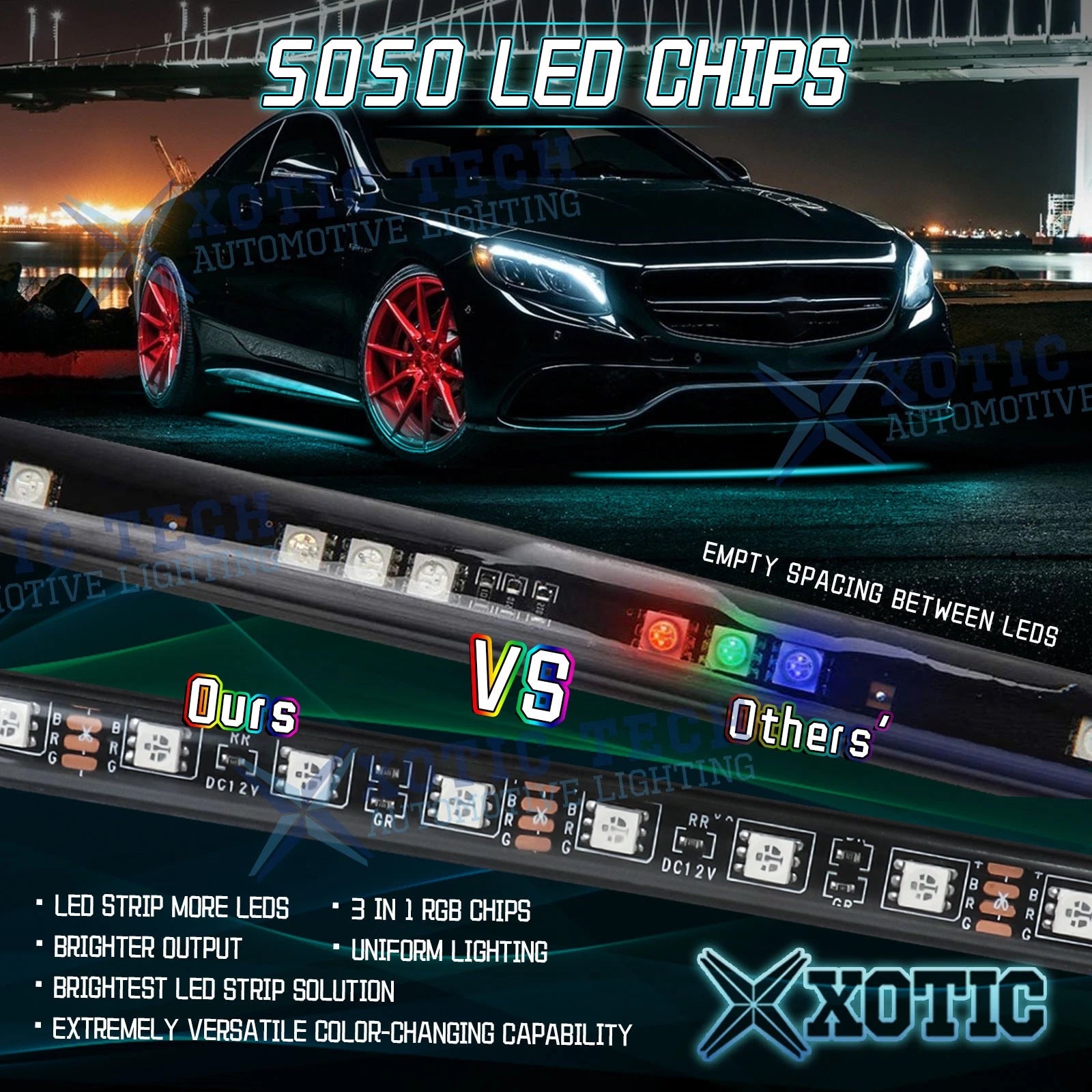 App-Controlled RGB LED Underbody Glow Light Kit for Honda (4-Pack)