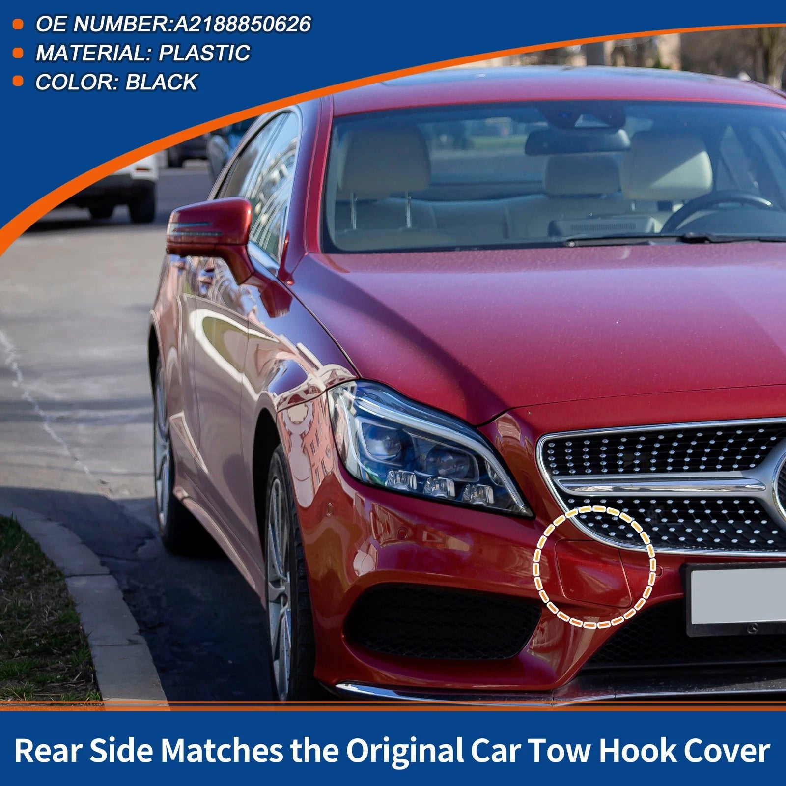 Tow Hook Cover for Mercedes-Benz CLS W218 (2012–2018) No.A2188850626 Black
