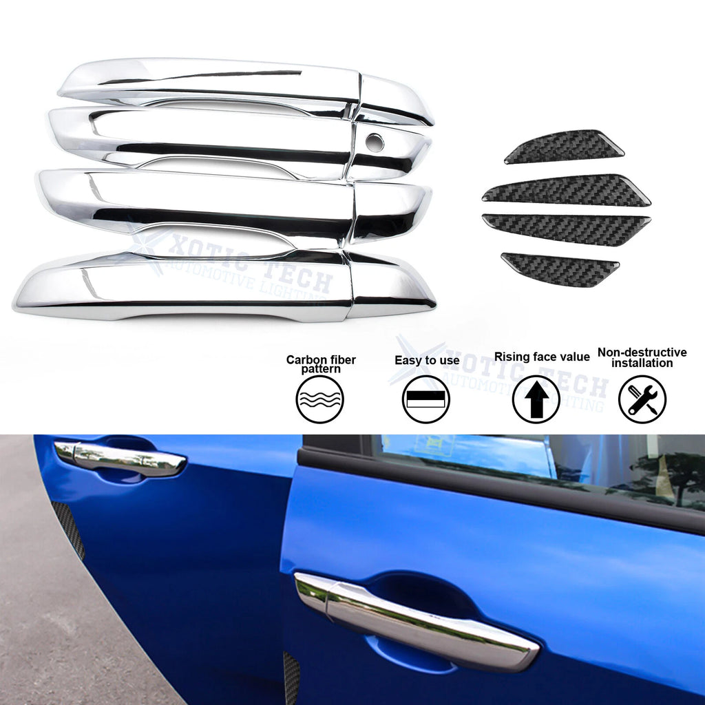 Chrome Silver Door Handle+Door Edge Protect Guard Trim for Honda Civic (2016-2021)