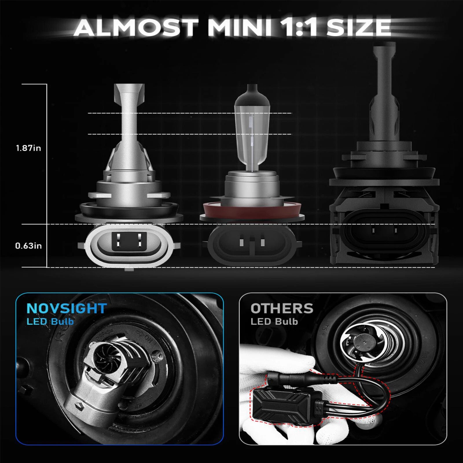 H11 H9 LED Headlight Bulbs Kit for NOVSIGHT (6500K)