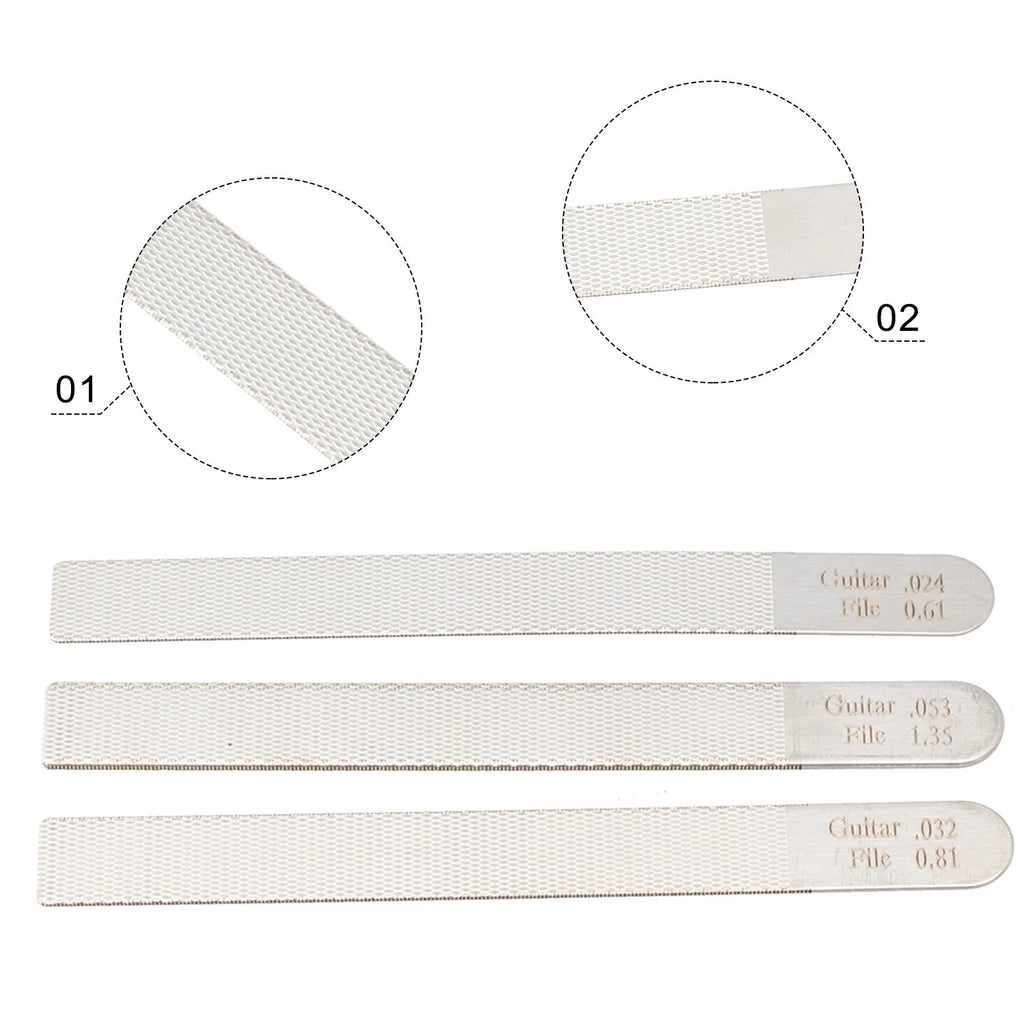 3X Steel Guitar Nut File Tool Kit for Luthier Fret Crowning Repair