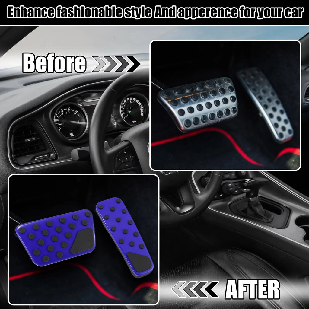 Set of 2 Blue Brake Gas Accelerator Pedal Covers for Dodge Charger (2009–2019)