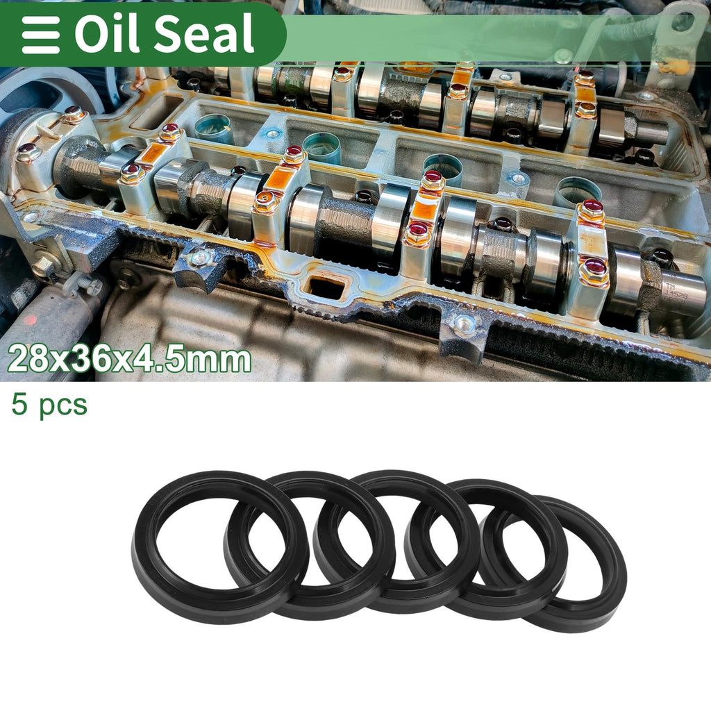 Set of 5 Oil Seal Rotary Shaft Seal NBR Rubber 28x36x4.5mm