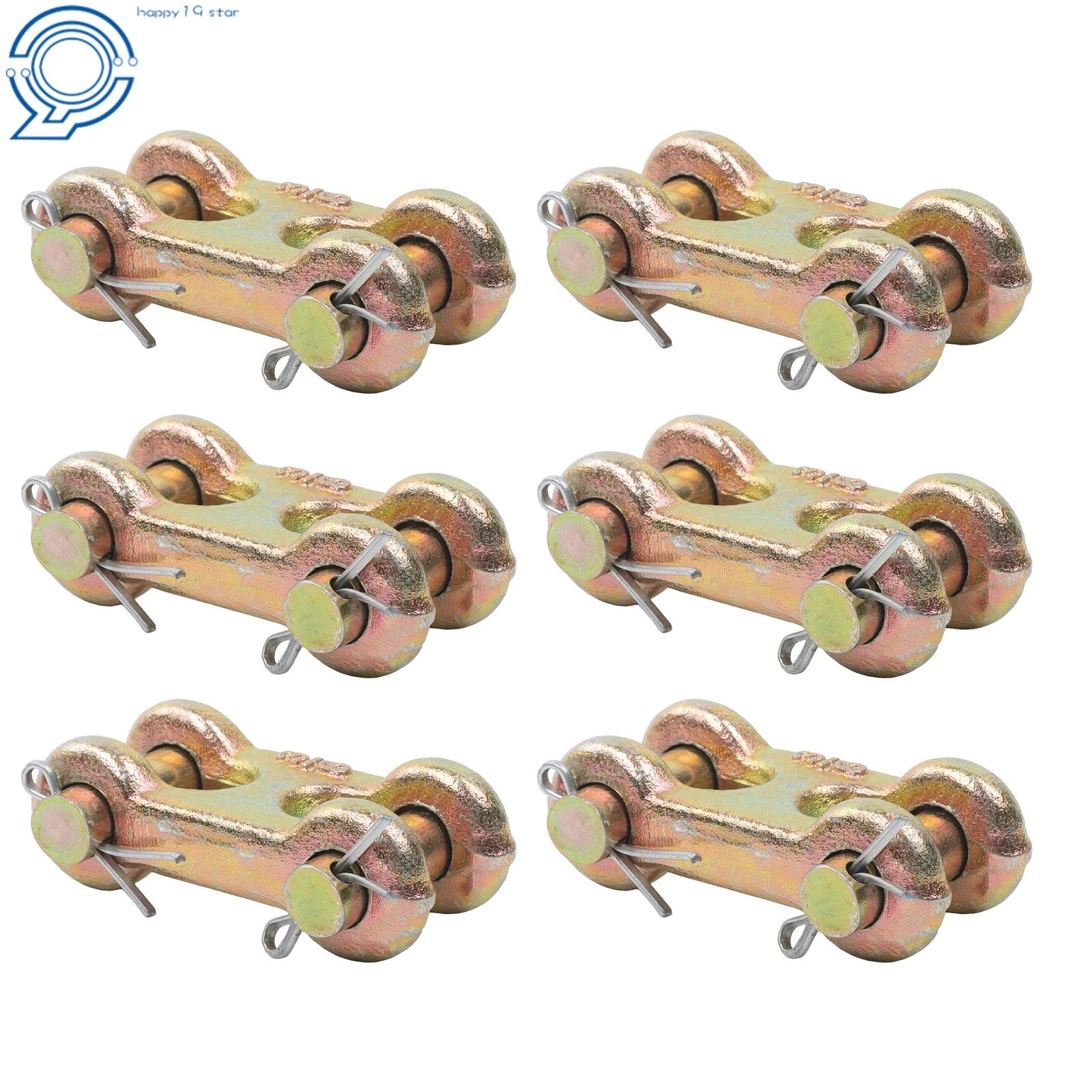 Set of 6 Grade 70 Forged Safety Chain Repair Links 3/8 Inch Twin Clevis