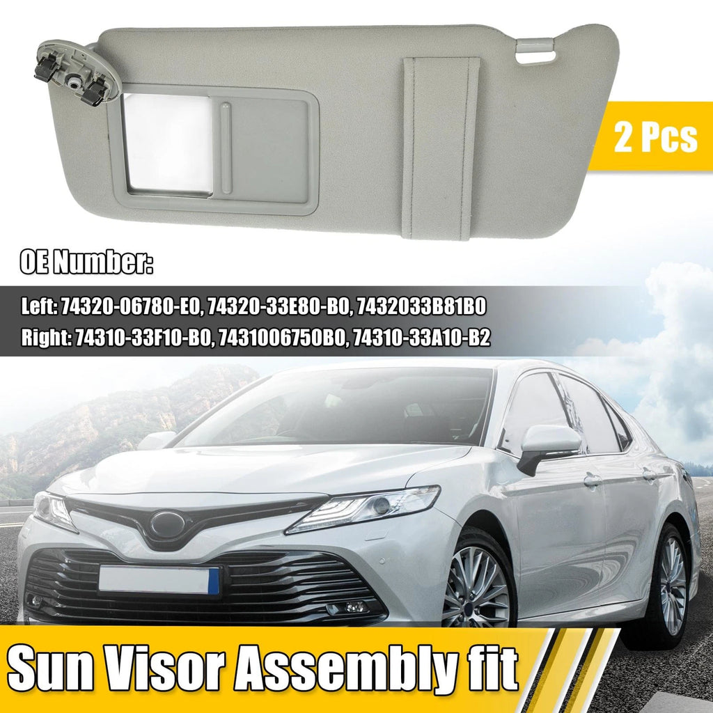 2pcs Sun Visor Assembly Kit for Toyota Camry (74320-06780-E0) Gray