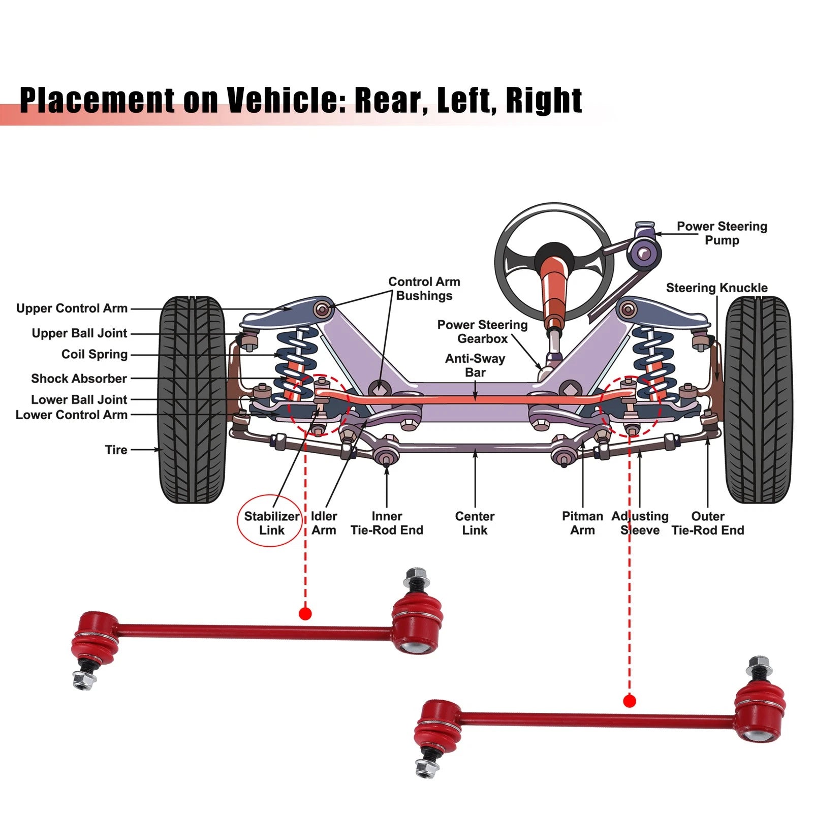 2pcs Front Sway Bar Links for Toyota Solara (No.K90345)
