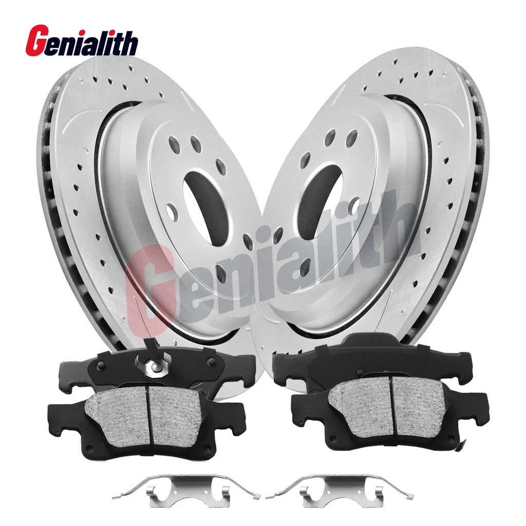 Set of 2 Rear Drilled Brake Rotors & Ceramic Pads for Dodge Durango (2011–2023)