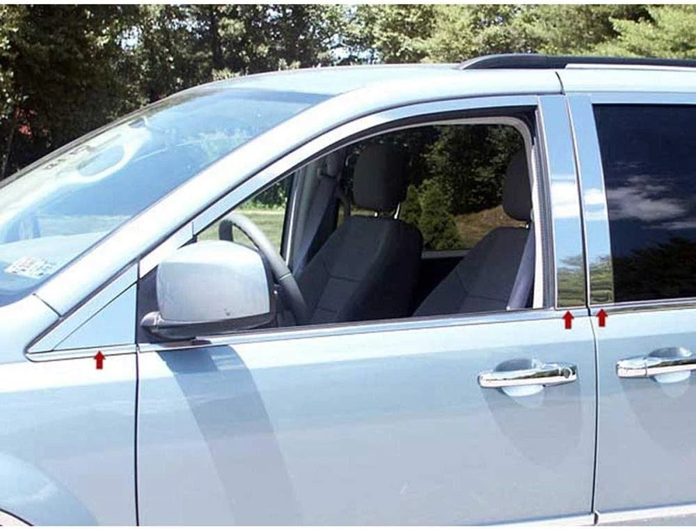 6p Luxury FX Chrome Pillar Post Trim w/Triangles fits 08-20 Dodge Grand Caravan