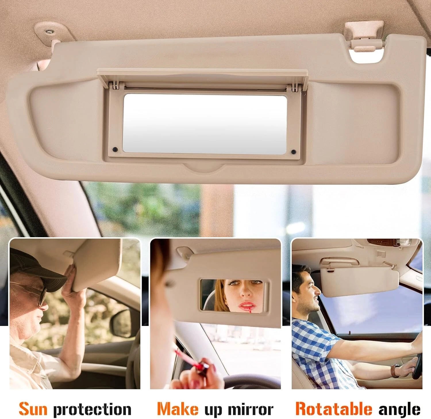 1 Pair Sun Visor for Honda Civic (2006–2011) Left & Right Beige