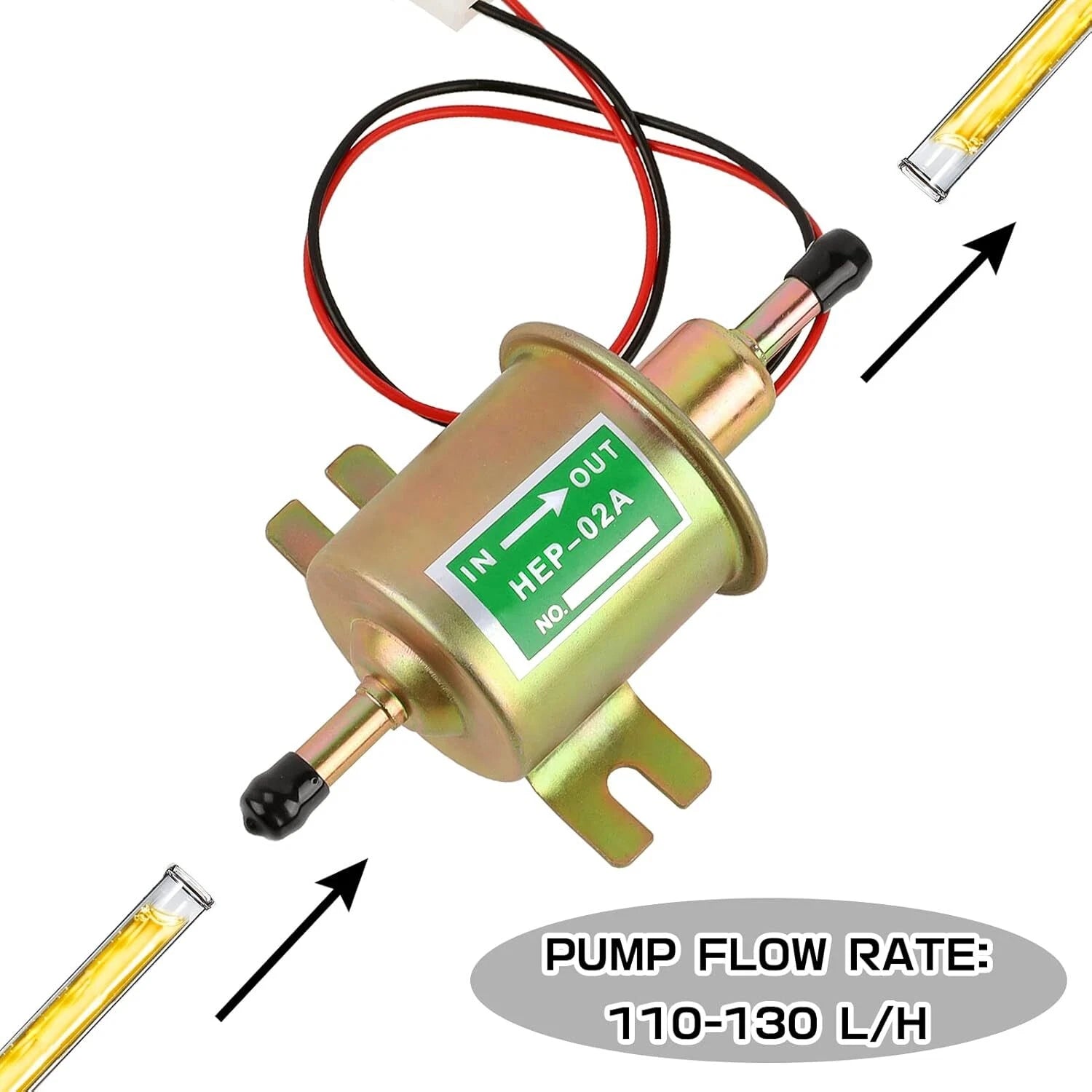2X 12V Inline Low Pressure Electric Fuel Pump HEP-02A Universal